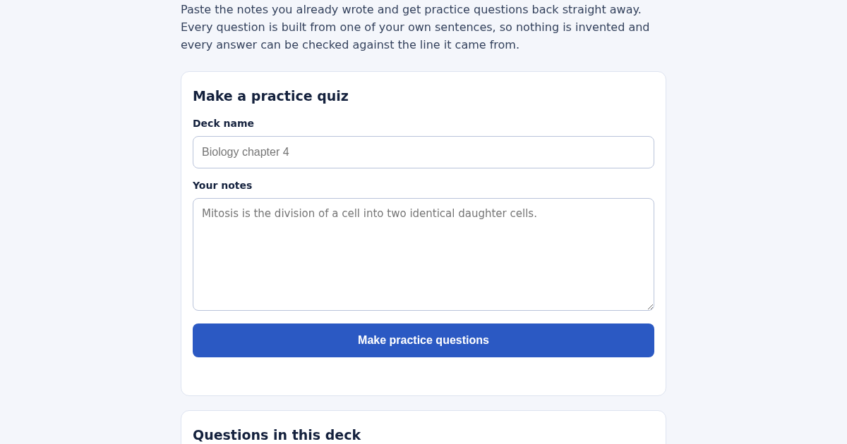 ExamGenius: Turn Study Notes into Practice Quizzes